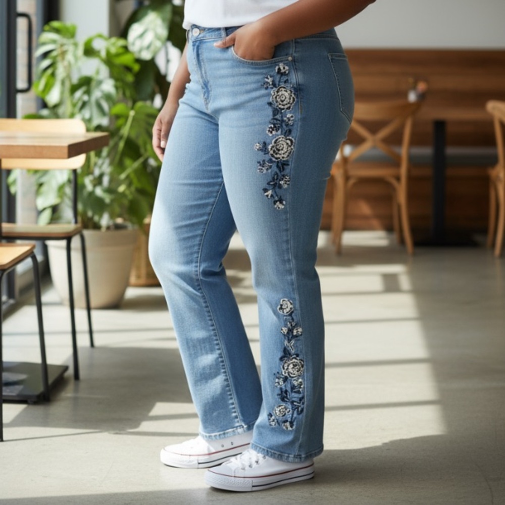 VIP Honey Denim Jeans Flare Leg Embroidered size 3XL
